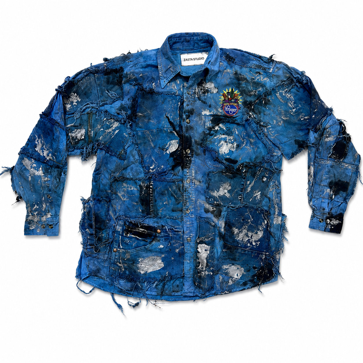 Shredded Denim Colored Shirt D