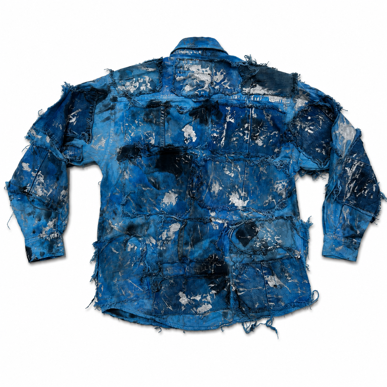 Shredded Denim Colored Shirt D
