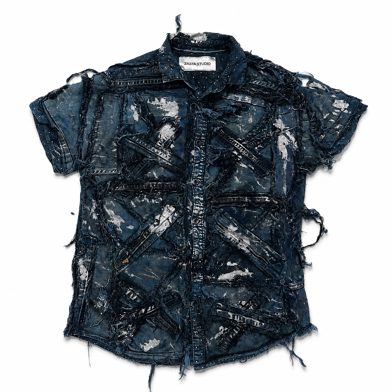 Shredded Denim Colored Shirt E