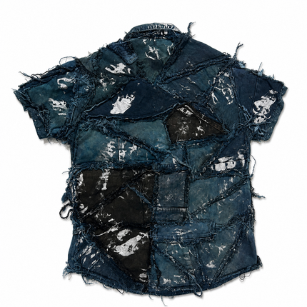 Shredded Denim Colored Shirt E
