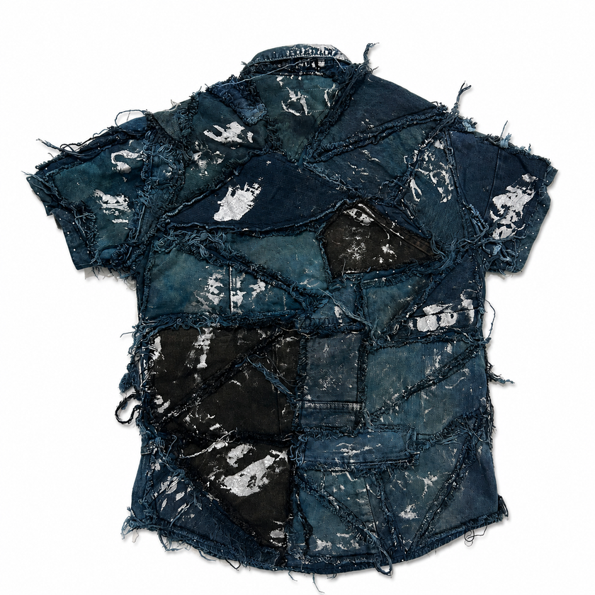 Shredded Denim Colored Shirt E