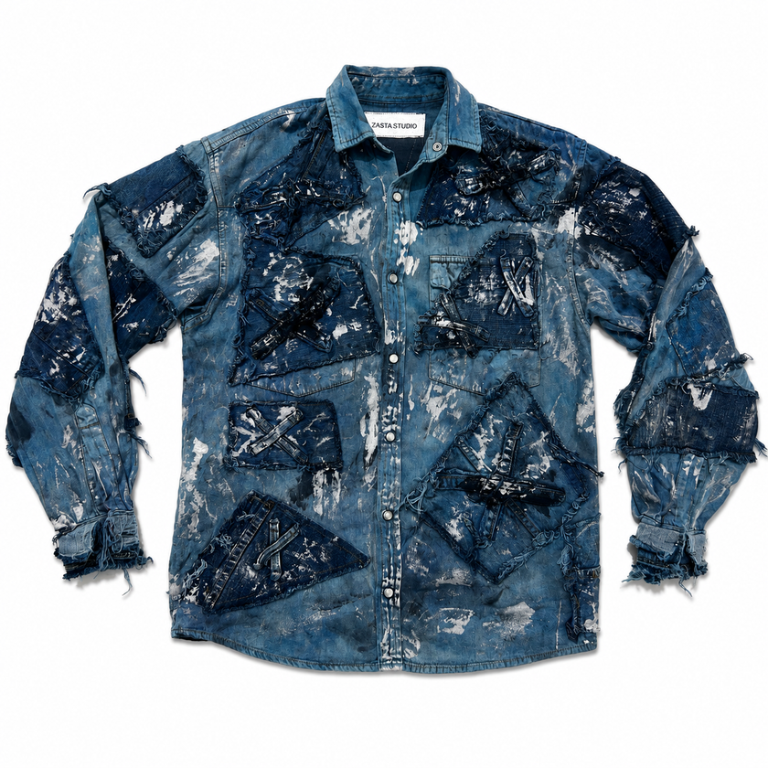 Shredded Denim Crop Colored Jacket F