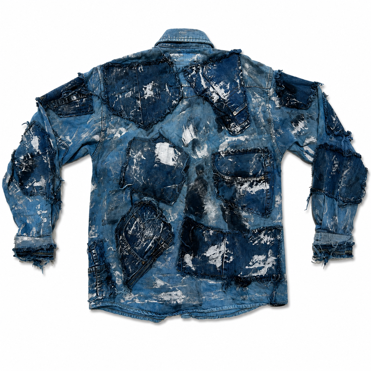 Shredded Denim Colored Shirt F