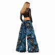 Shredded Wide Leg Colored Denim Pants B