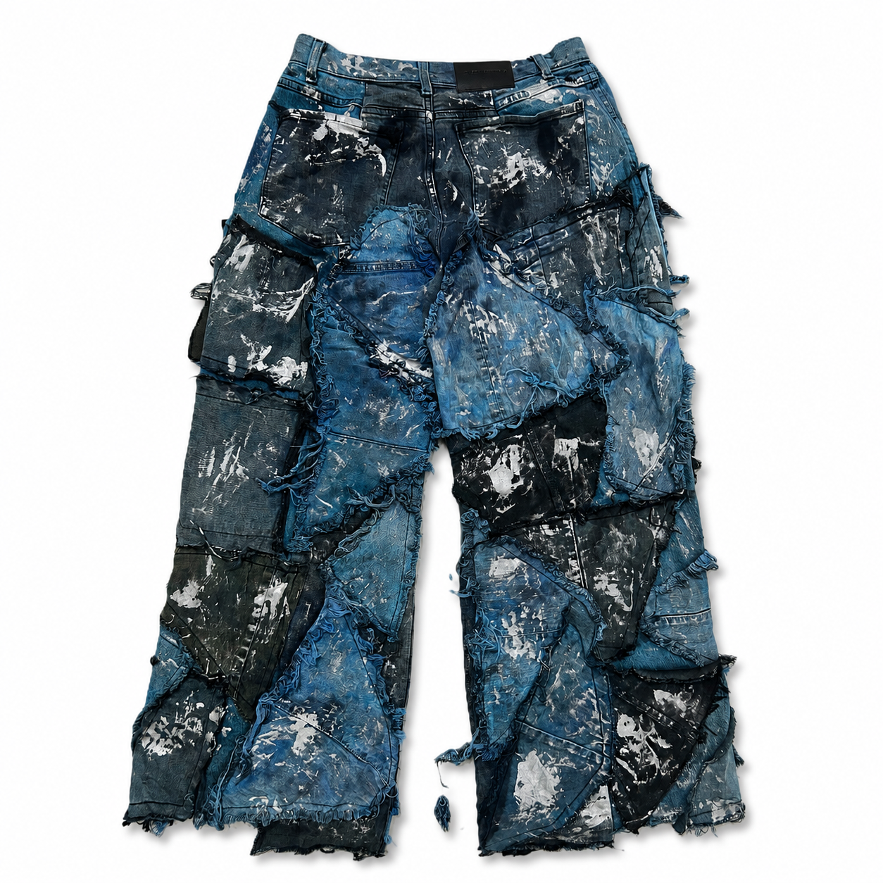 Shredded Wide Leg Colored Denim Pants B