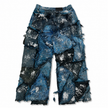 Shredded Wide Leg Colored Denim Pants B