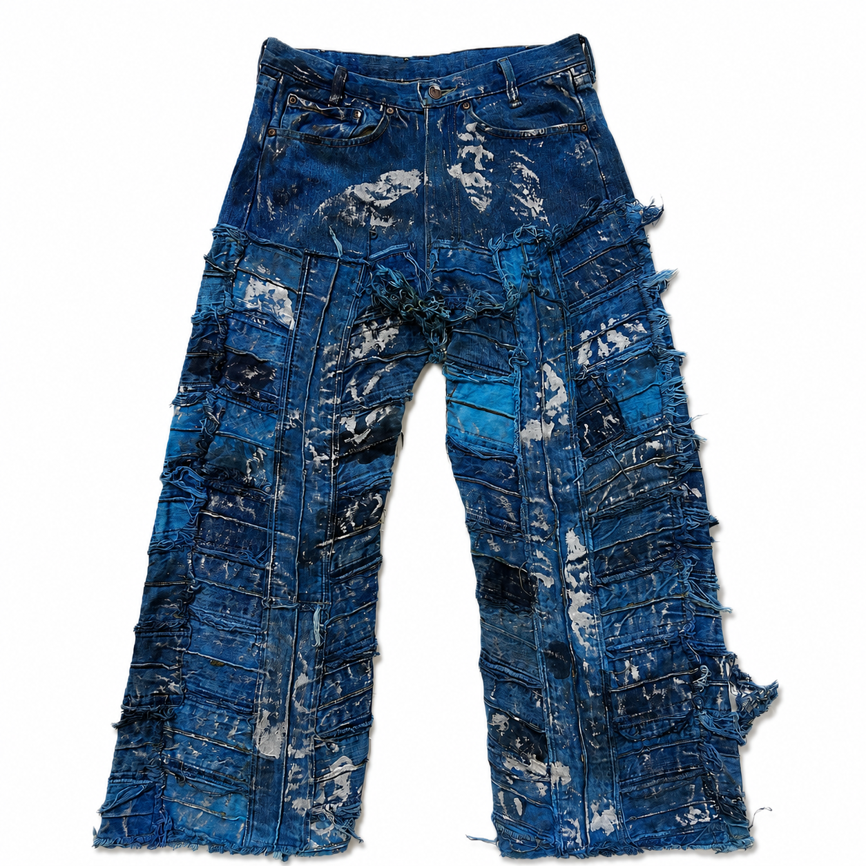 Shredded Wide Leg Colored Denim Pants C