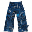 Shredded Wide Leg Colored Denim Pants C