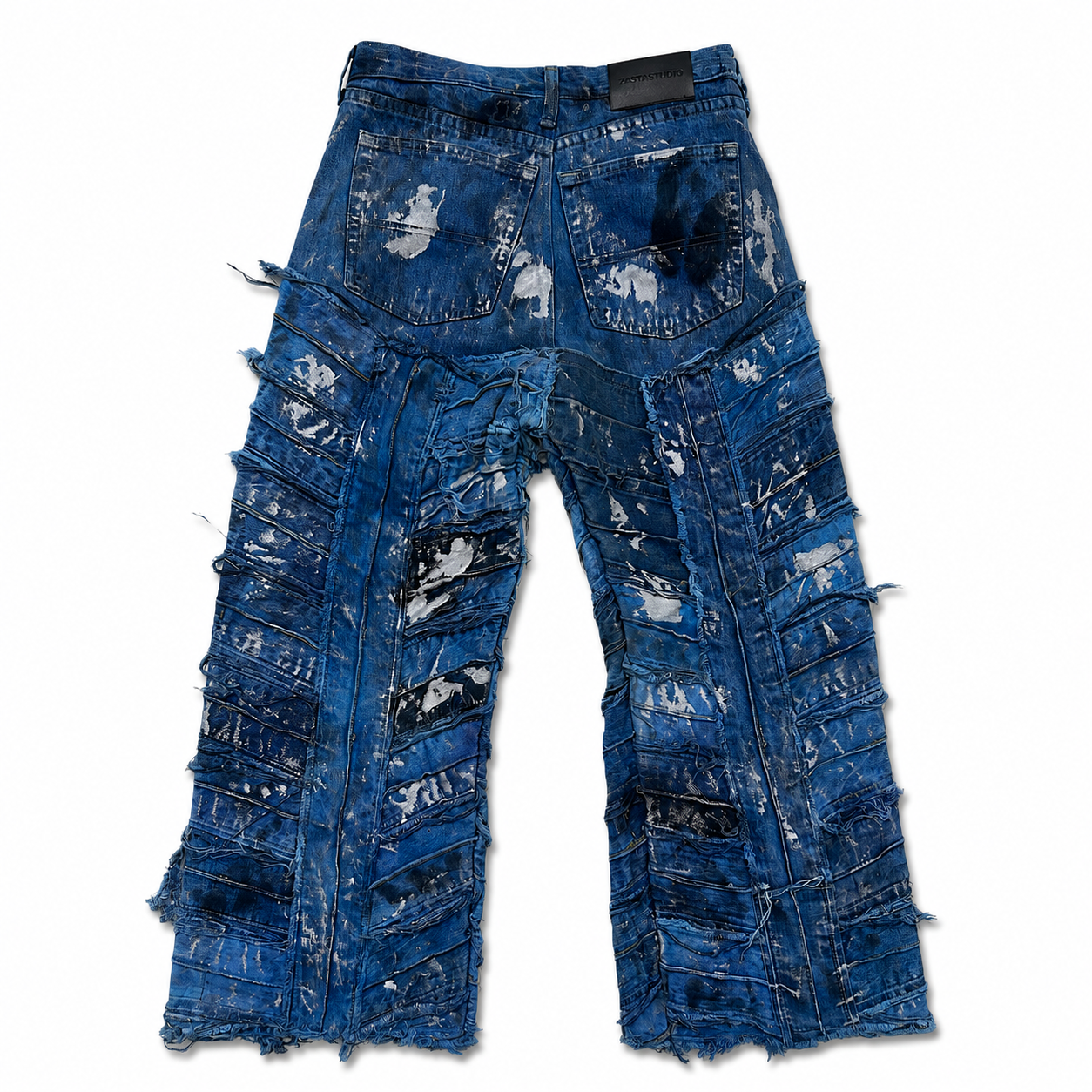 Shredded Wide Leg Colored Denim Pants C