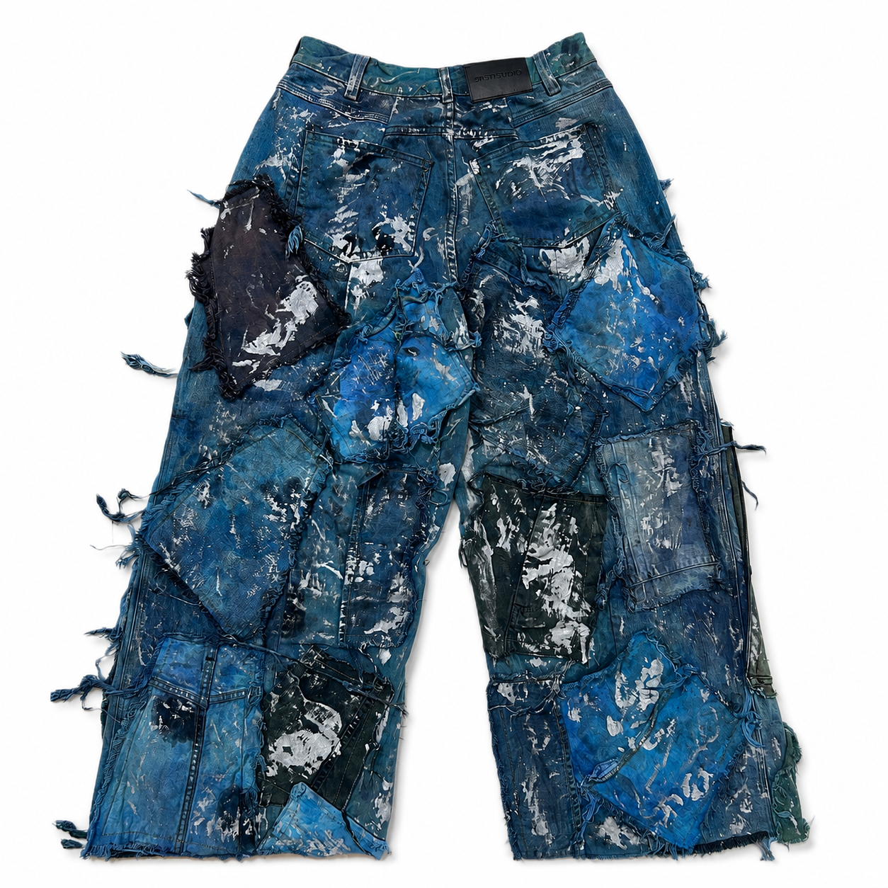 Shredded Wide Leg Colored Denim Pants D