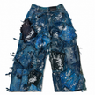 Shredded Wide Leg Colored Denim Pants D