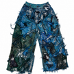 Shredded Wide Leg Colored Denim Pants D