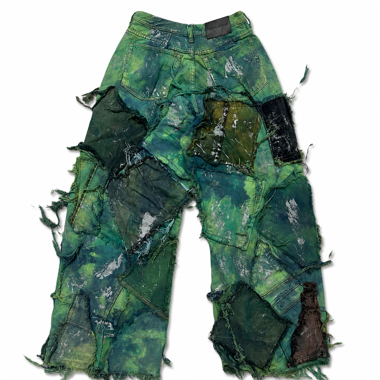 Shredded Wide Leg Colored denim pants D