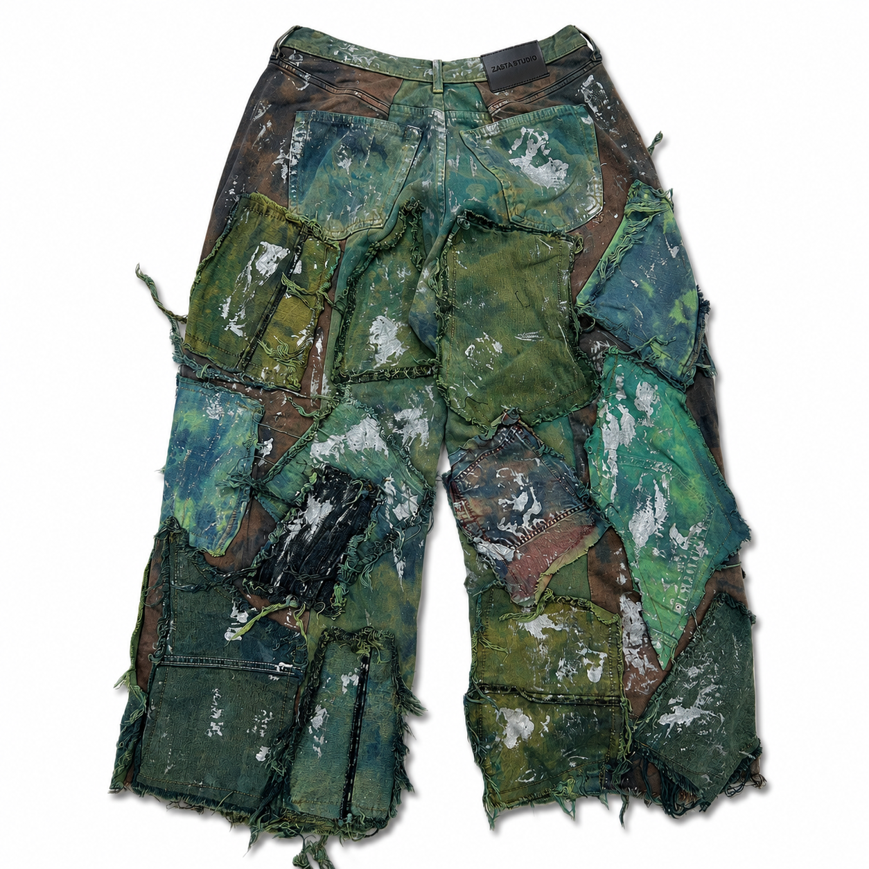 Shredded Wide Leg Colored denim pants C