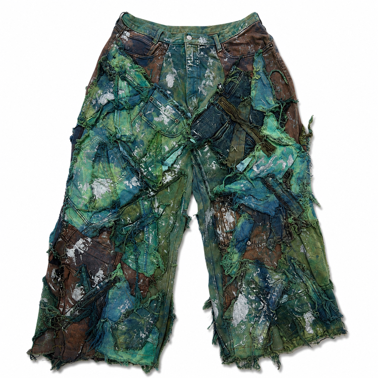 Shredded Wide Leg Colored denim pants C