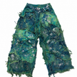 Shredded Wide Leg Colored denim pants A