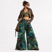 Shredded Wide Leg Colored denim pants C