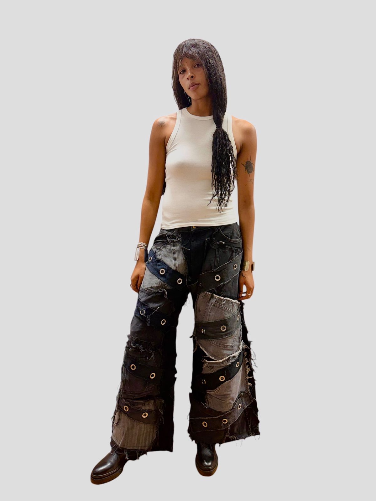 Shred Couture Studded Wide Leg Jeans
