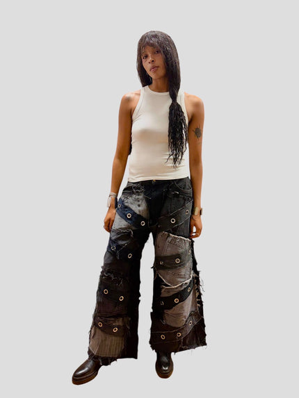 Shred Couture Studded Wide Leg Jeans