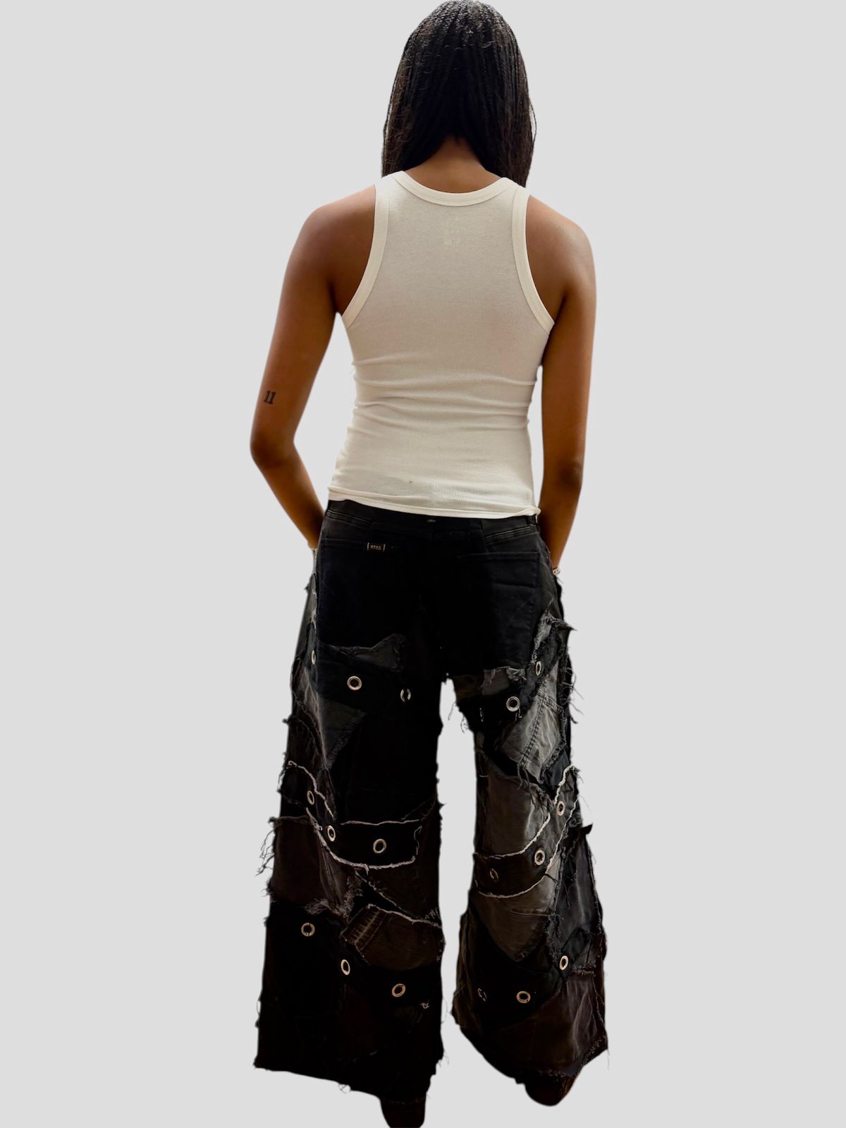 Shred Couture Studded Wide Leg Jeans