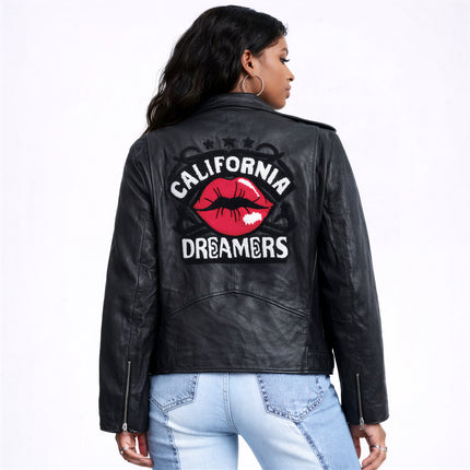 DREAMERS WOMEN BIKER LEATHER JACKET