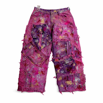 Wearable Ruins Pink Wide Leg Denim Pants One