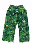 Wearable Ruins Green Shredded Wide Leg Pants A
