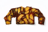 Wearable Ruins Red Gold Shredded Denim Crop Jacket