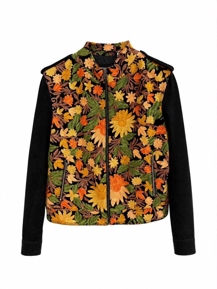 Fully Hand Embroidered Suede Leather Jacket