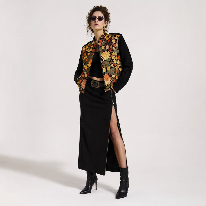 Fully Hand Embroidered Suede Leather Jacket
