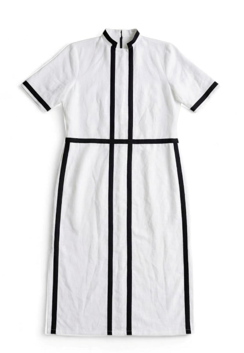 Linen Contrast Trim Maxi Dress