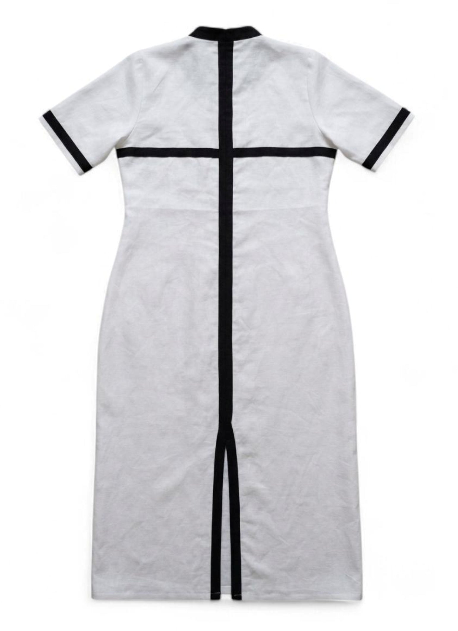 Linen Contrast Trim Maxi Dress