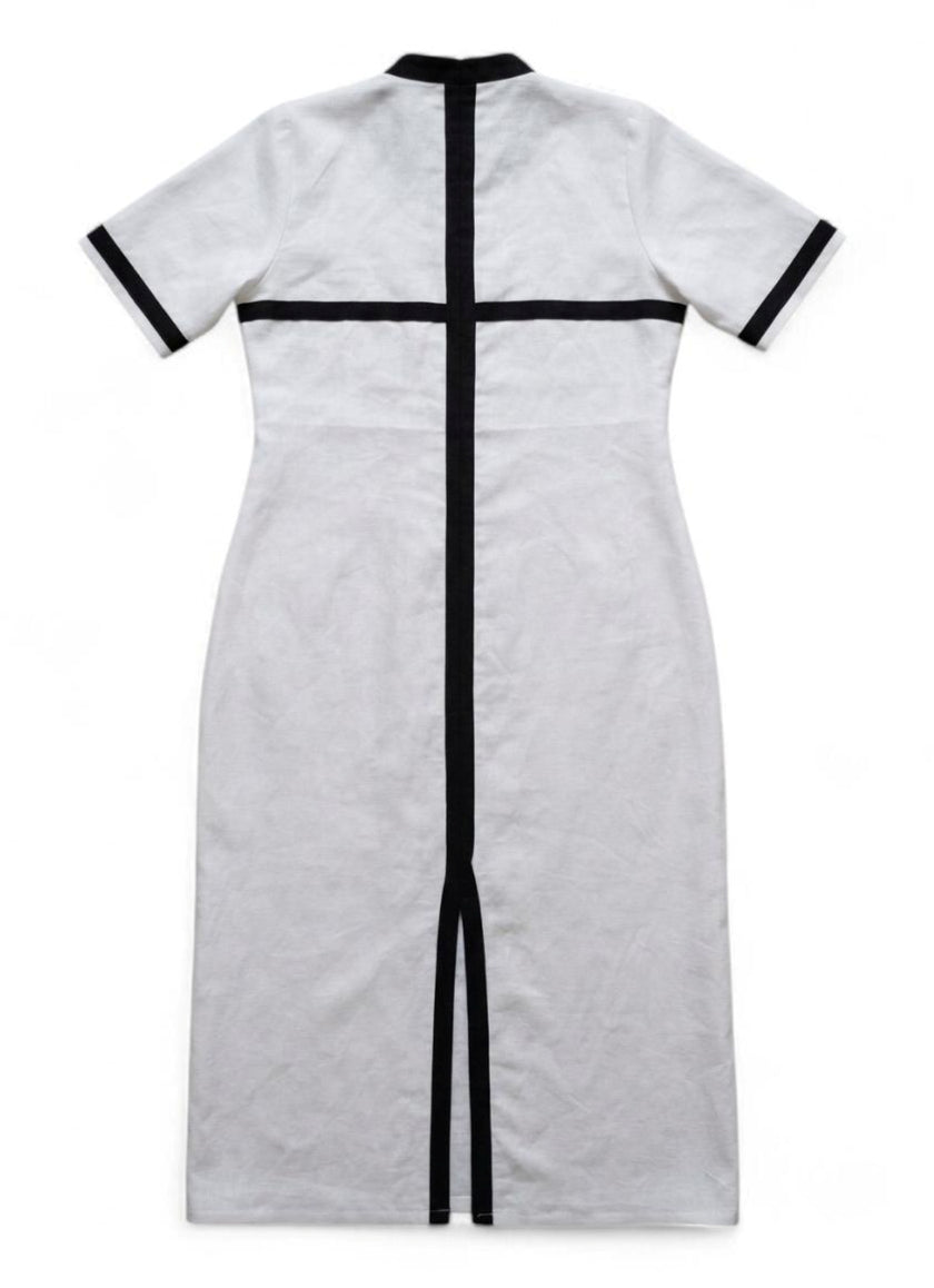 Linen Contrast Trim Maxi Dress
