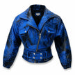 Blue Rusted Rollers Cropped Bomber Jacket