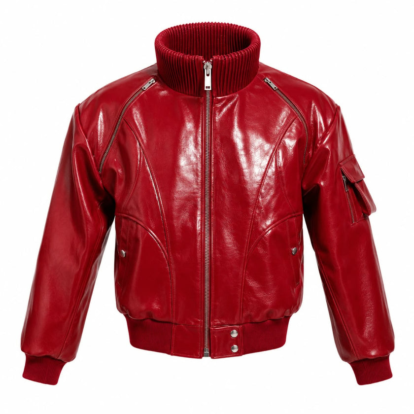 Cherry Pop Bomber Leather Jacket