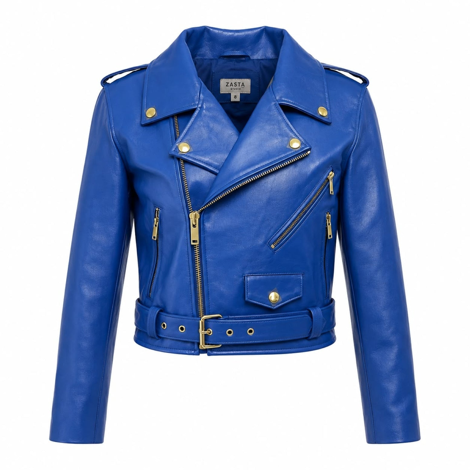 Cropped Biker Leather Jacket