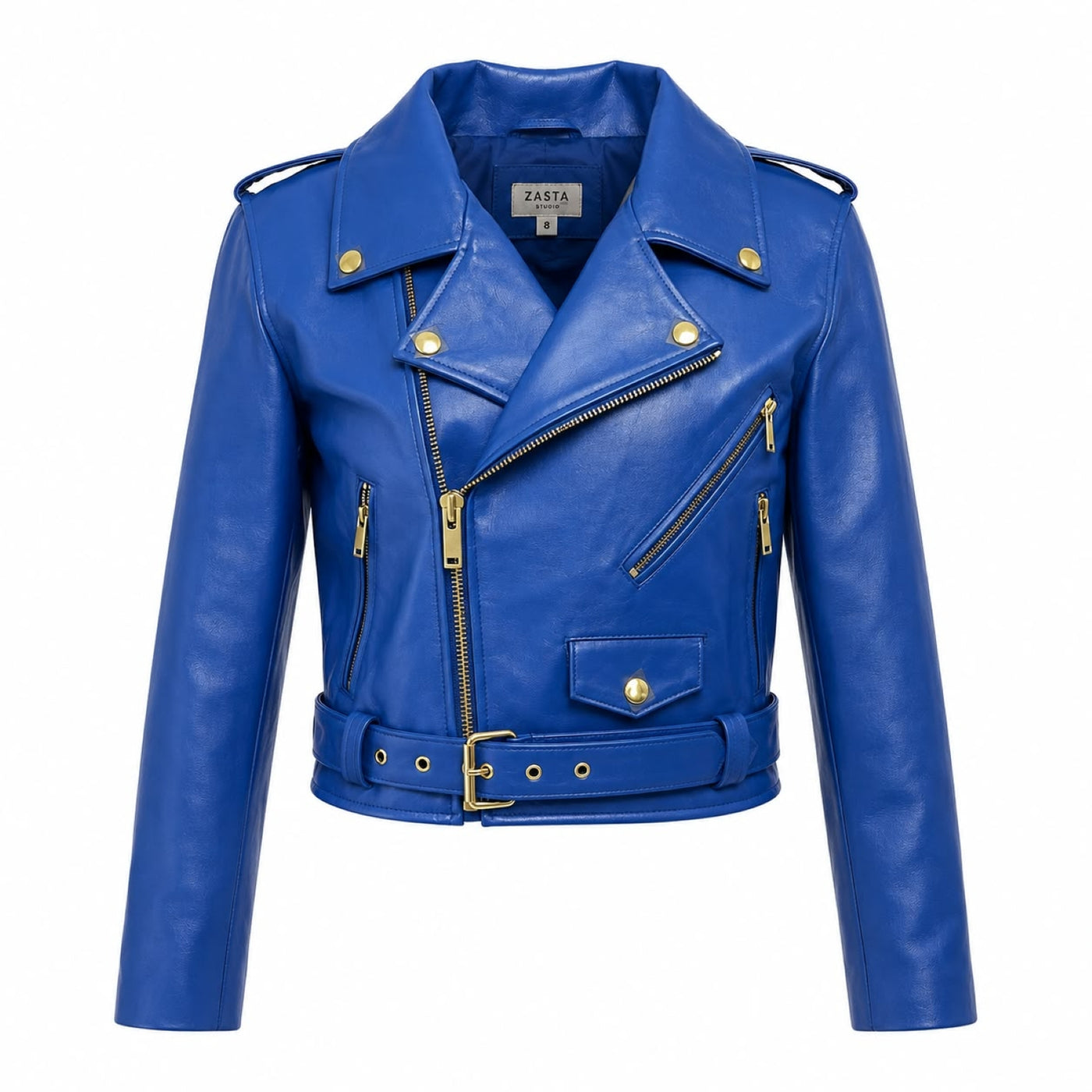 Cropped Biker Leather Jacket