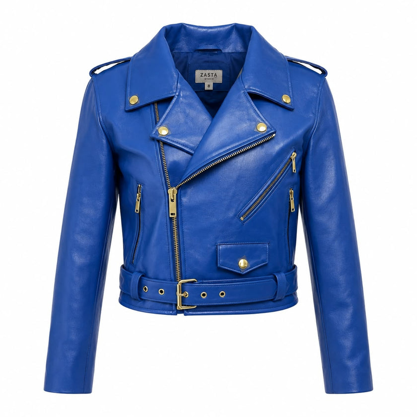 Cropped Biker Leather Jacket