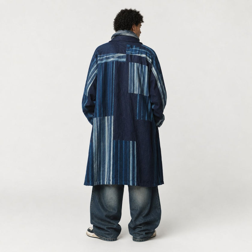 Blended Denim Article Long Coat
