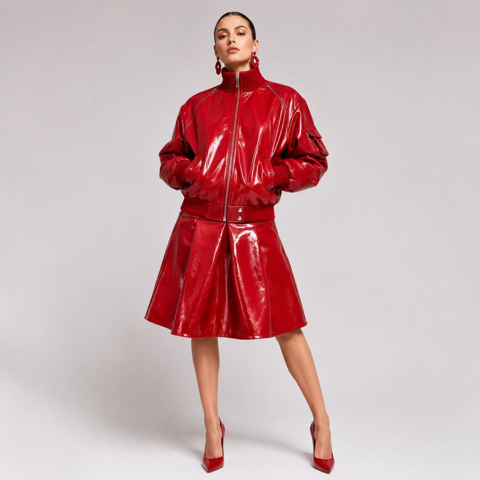 Cherry Pop Bomber Leather Jacket