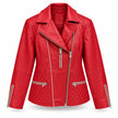 Outlaw Biker Moto Red Leather Jacket