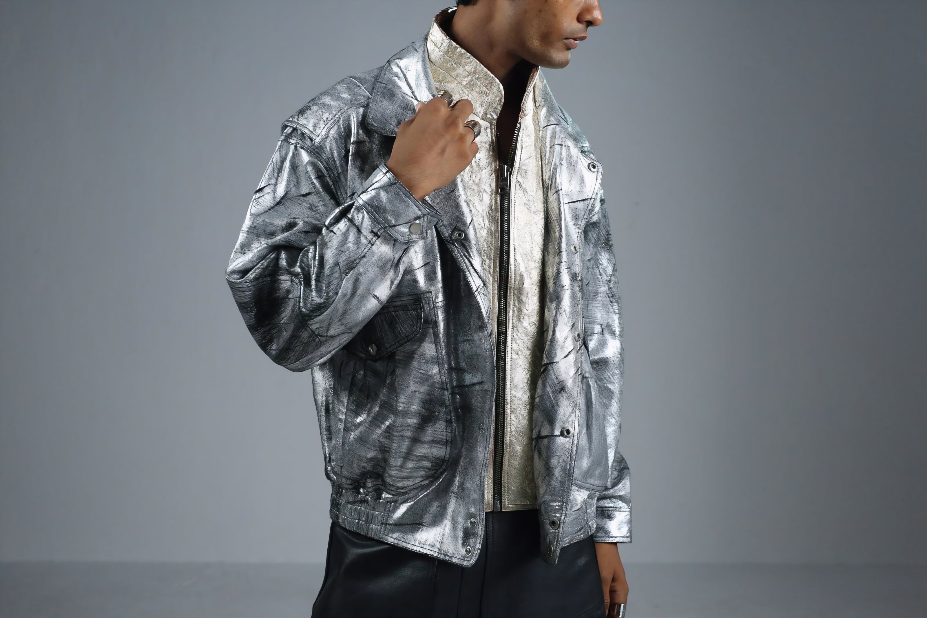 THE COSMIC GLADIATOR LEATHER BOMBER JACKET WITH UNISEX