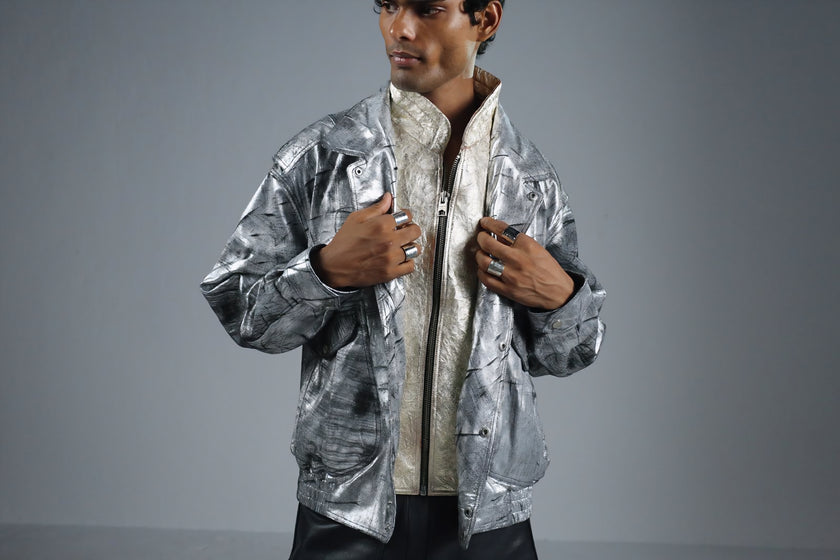 THE COSMIC GLADIATOR LEATHER BOMBER JACKET WITH UNISEX