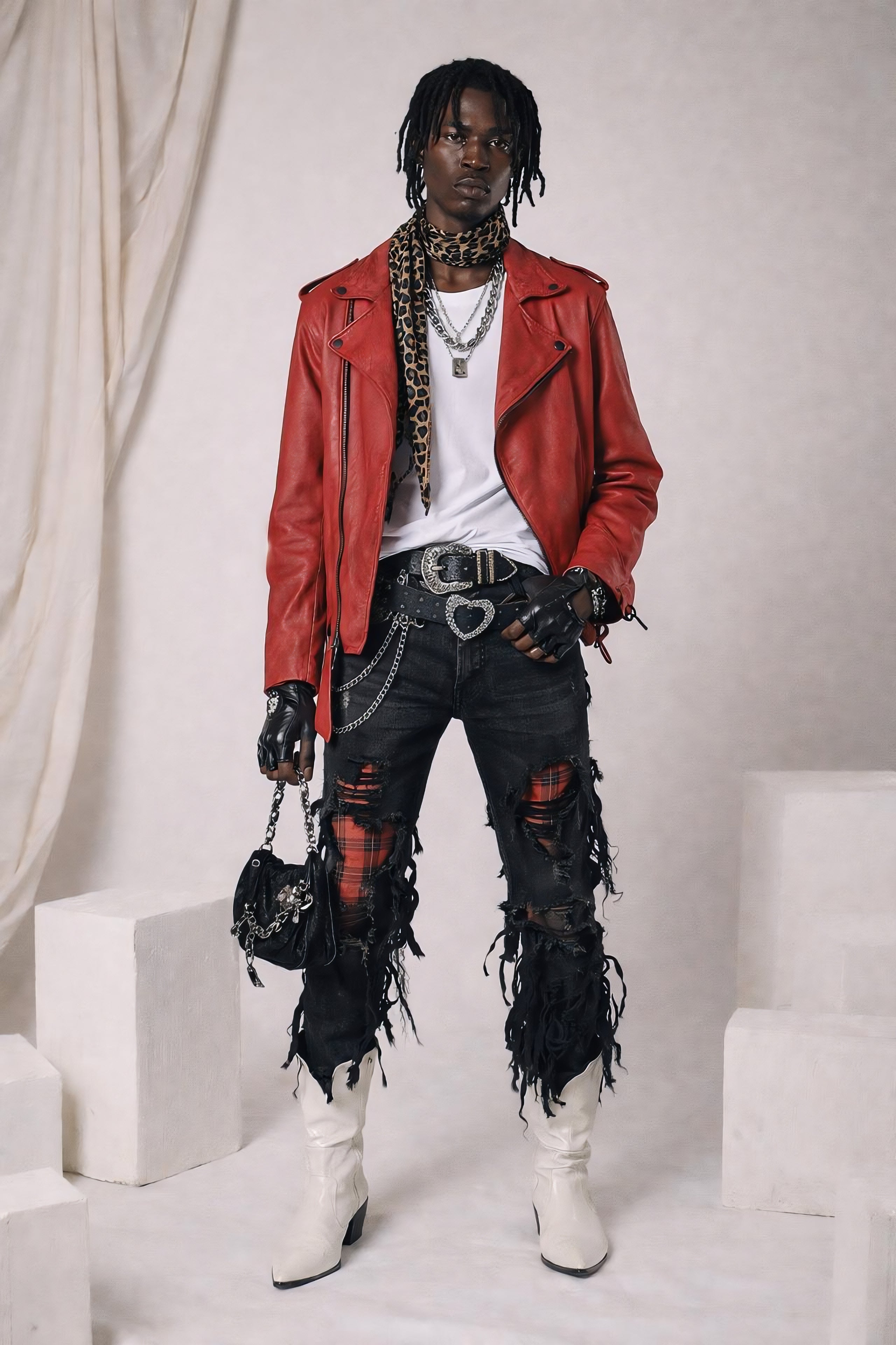 STORM RIDER RED BIKER LEATHER JACKET