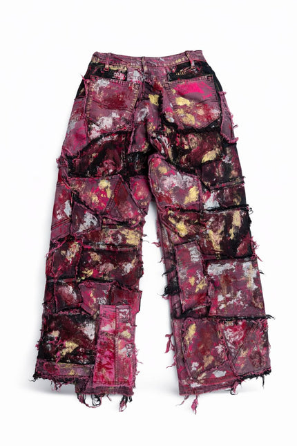 Wearable Ruins Pink Wide Leg Denim Pants Three