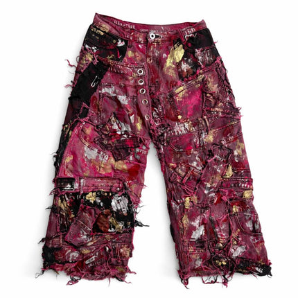 Wearable Ruins Pink Wide Leg Denim Pants Three