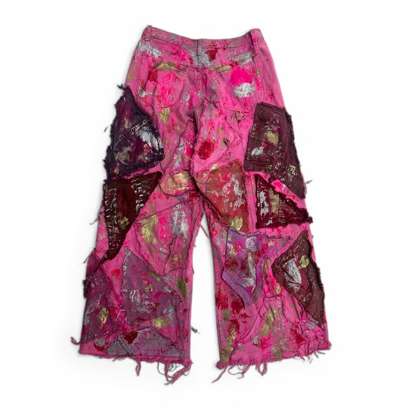 Wearable Ruins Pink Wide Leg Denim Pants Four