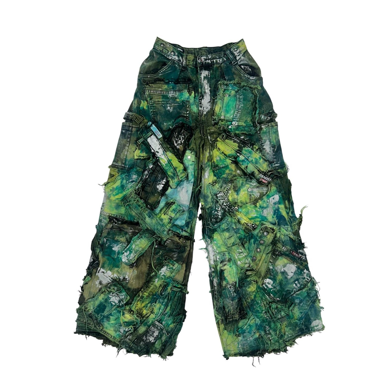 Wearable Ruins Green Shredded Wide Leg Pants B