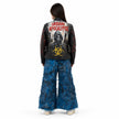 Hand-Painted Women Leather Biker Jacket