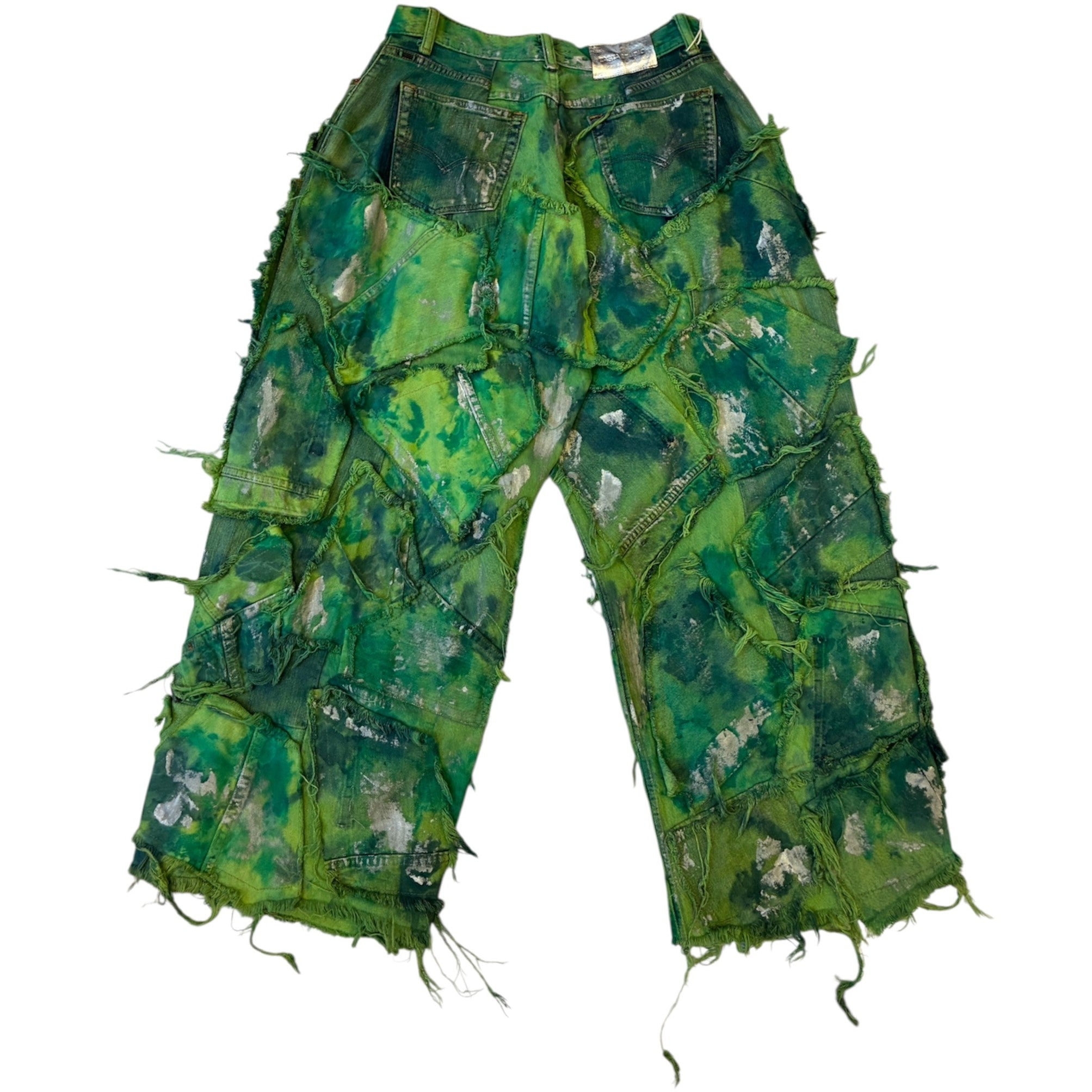 Wearable Ruins Green Wide Leg Denim Pants